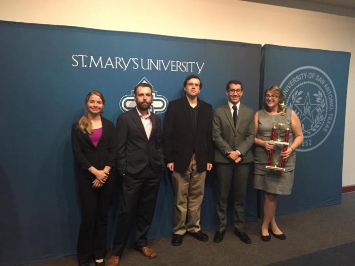 TLU champs from left to right / Jaime Scherbeh, Thomas Holstein, Michael Flynn, Mason Allenger, Haley Czarnek